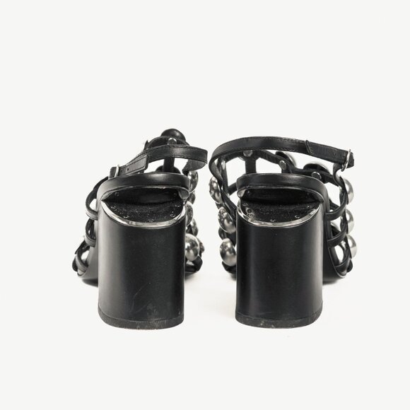 Alexander Wang Nadia Black Leather Studded-Cage Sandals - Picture 3 of 9